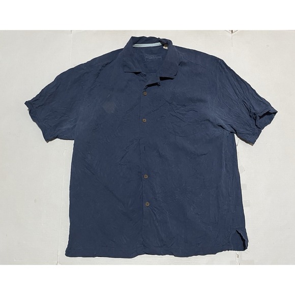 Tommy Bahama Other - Tommy Bahama Shirt Mens XL 100% Silk Original Fit Hawaiian Navy Button Up